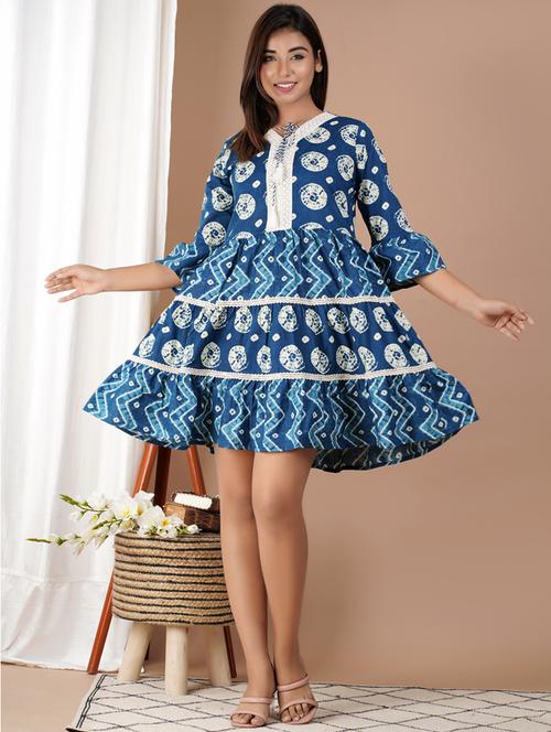 women knee length printed a-line dress - 21582223 -  Standard Image - 0