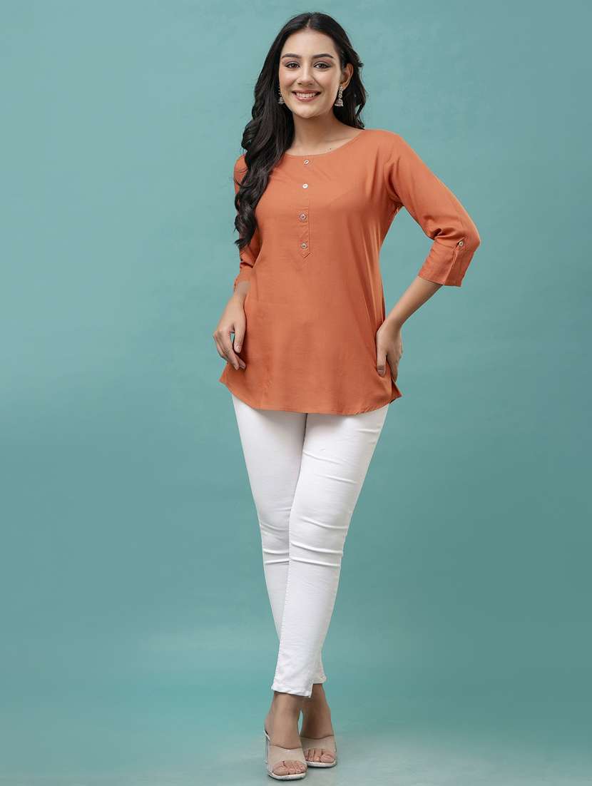 women round neck solid regular top - 21582228 -  Standard Image - 4