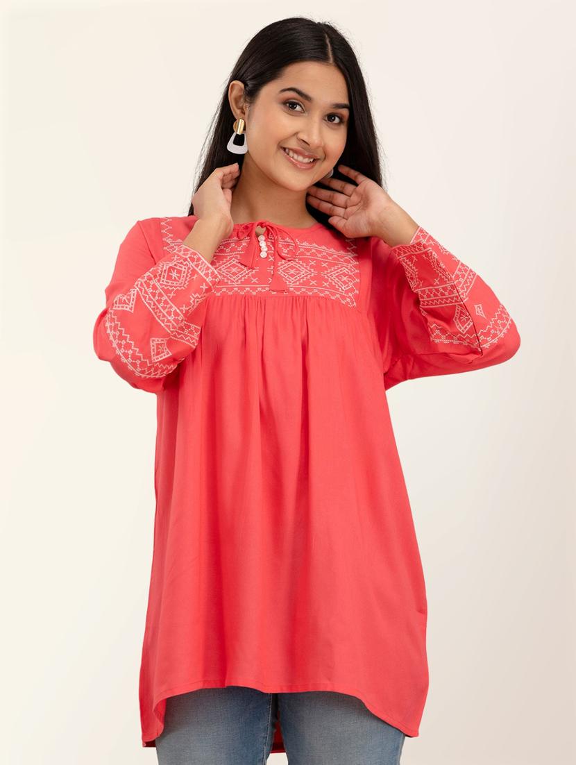 women embroidered long sleeves tunic - 21582242 -  Zoom Image - 0