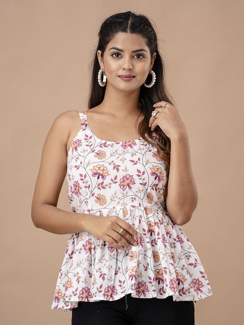 women sleeveless printed peplum top - 21582274 -  Zoom Image - 0