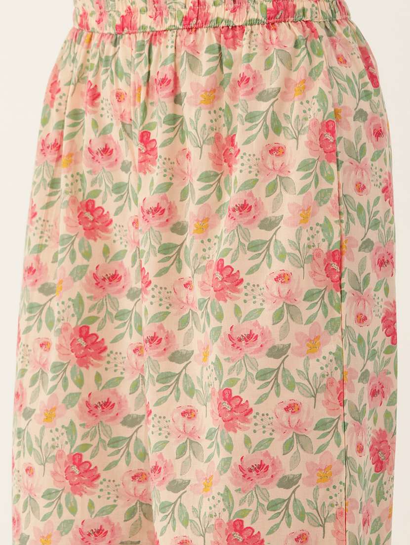 women peach floral printed top and palazzo co-ord set - 21582287 -  Standard Image - 4