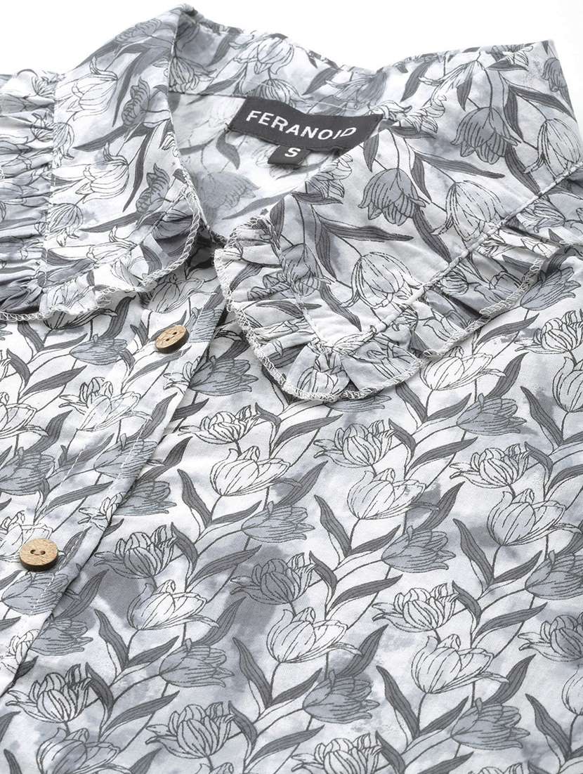 women grey printed top and palazzo co-ord set - 21582291 -  Standard Image - 4