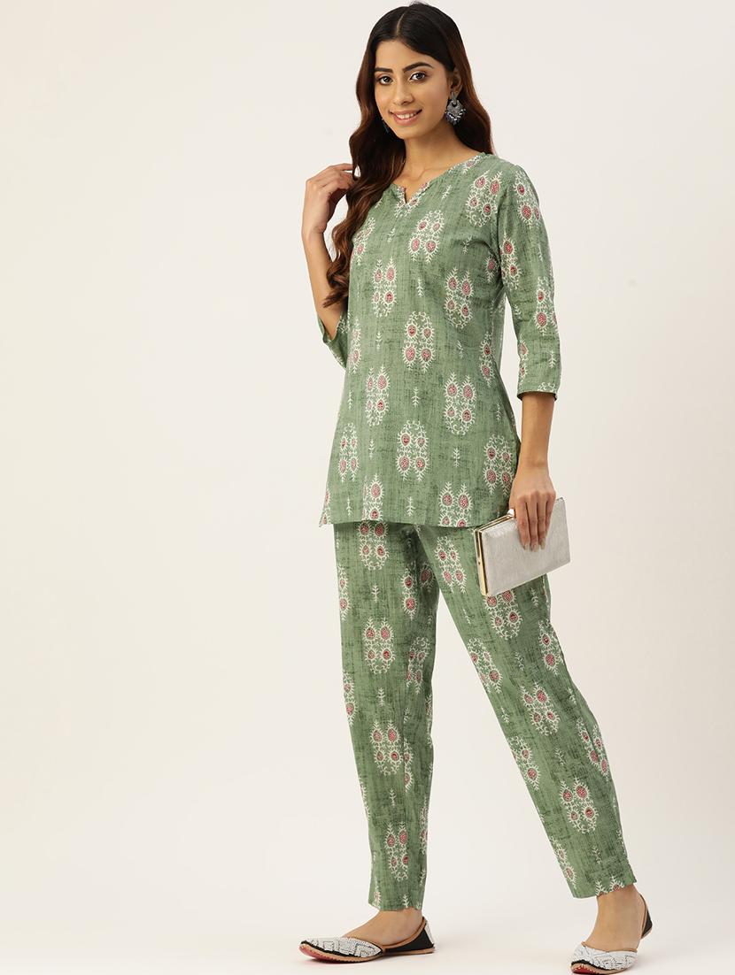 women green printed pyjama nightwear set - 21582319 - Standard Image - 1
