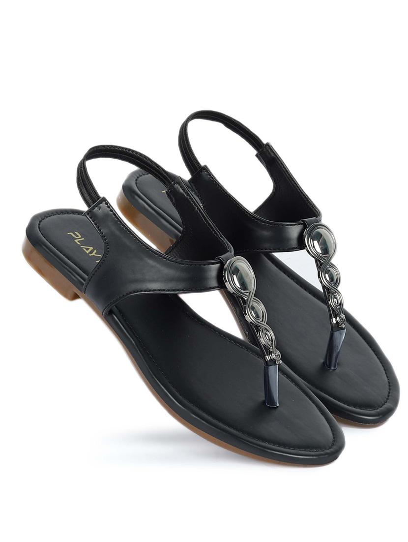 women black back strap sandal - 21582915 -  Standard Image - 1