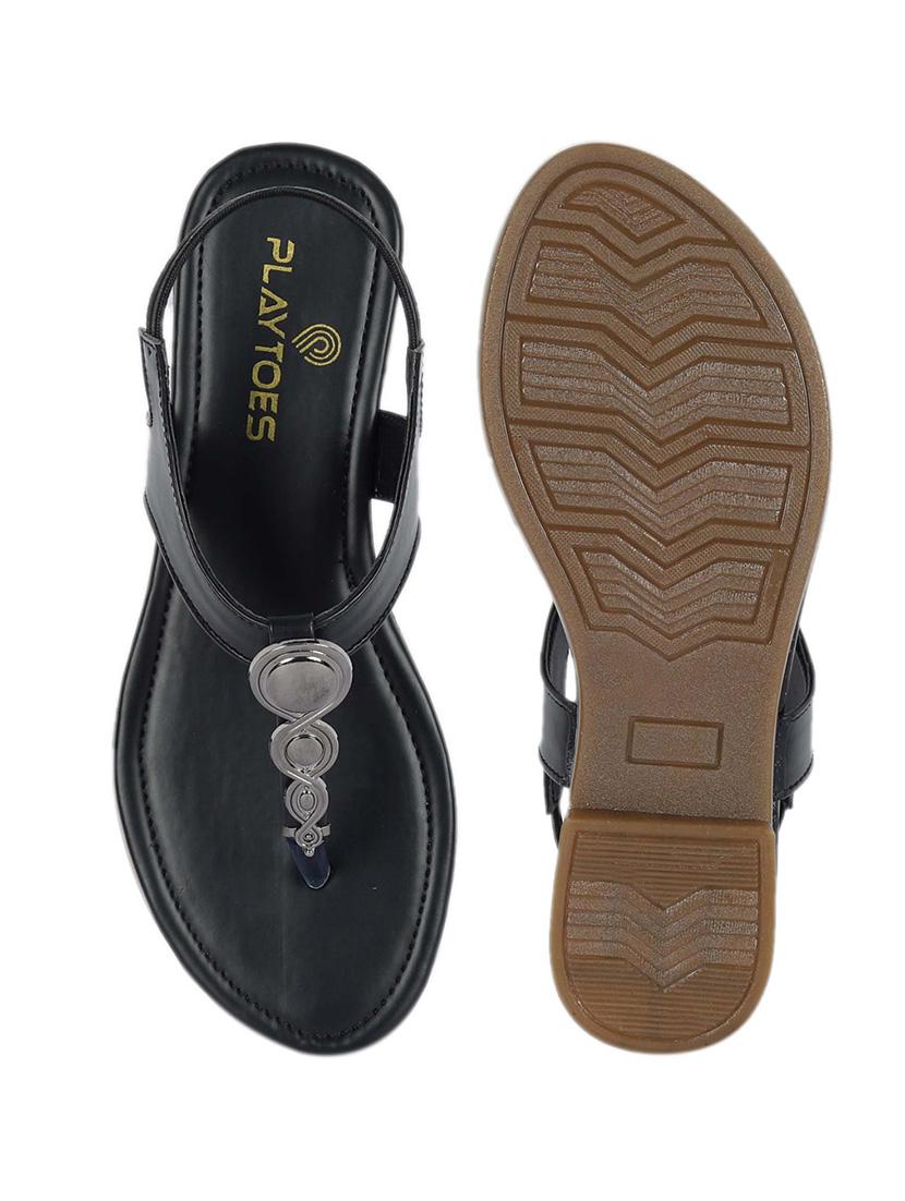 women black back strap sandal - 21582915 - Standard Image - 4