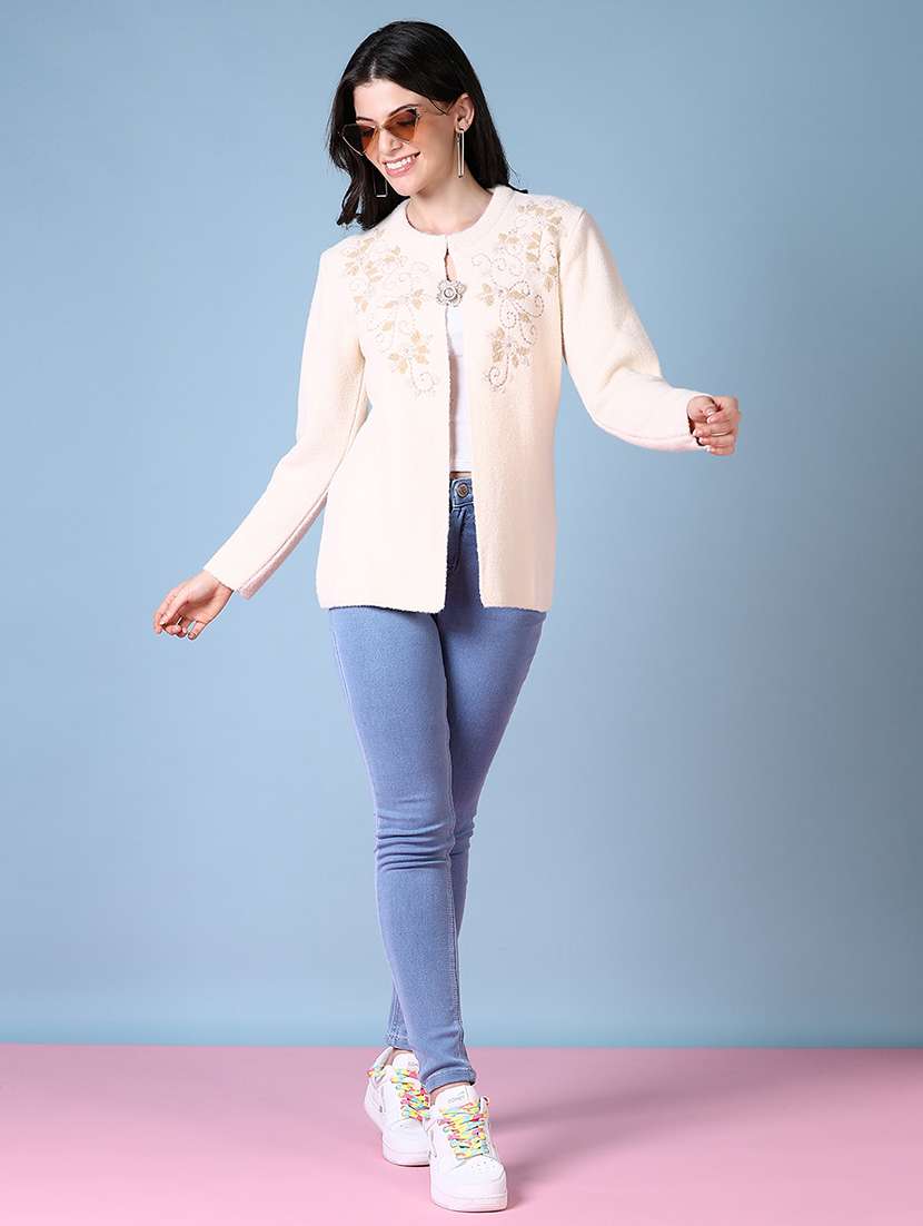 women self design long sleeve cardigan - 21582970 -  Standard Image - 4