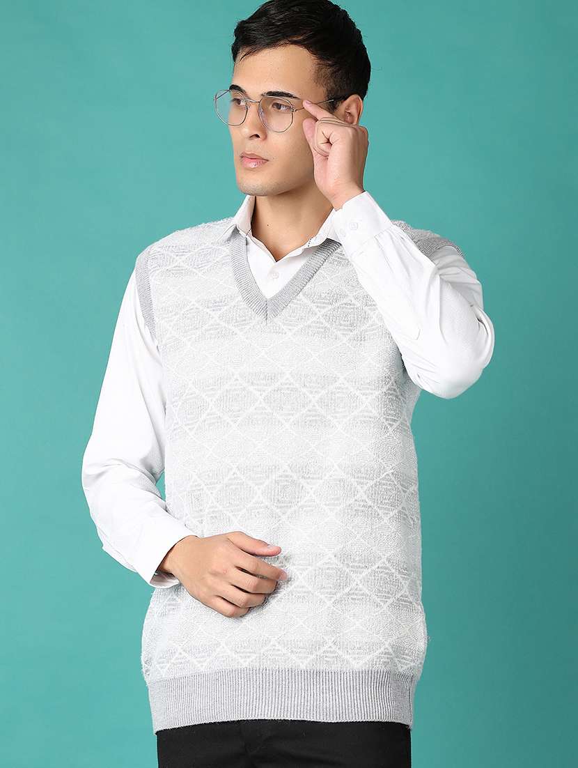 men self designed sleeveless cardigan - 21582983 -  Standard Image - 1
