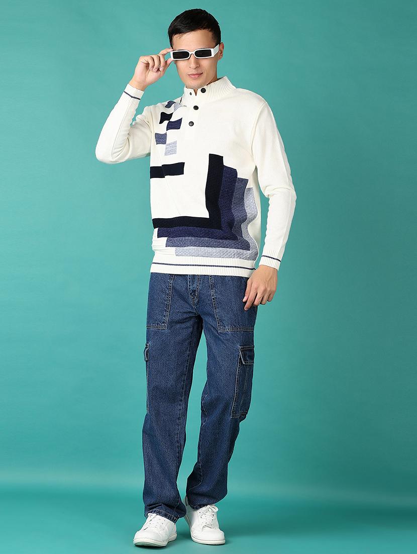 men blue solid denim cargo - 21583015 - Standard Image - 4