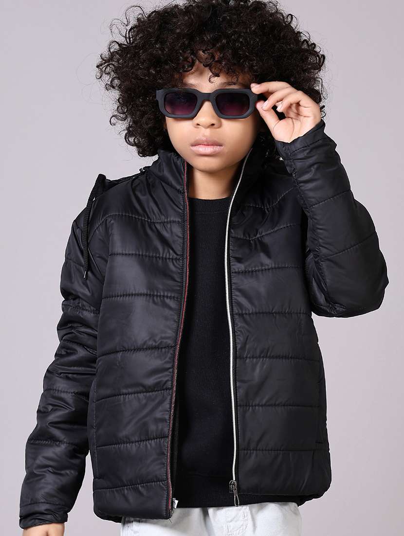 boys solid long sleeve hooded bomber jacket - 21583046 -  Standard Image - 1