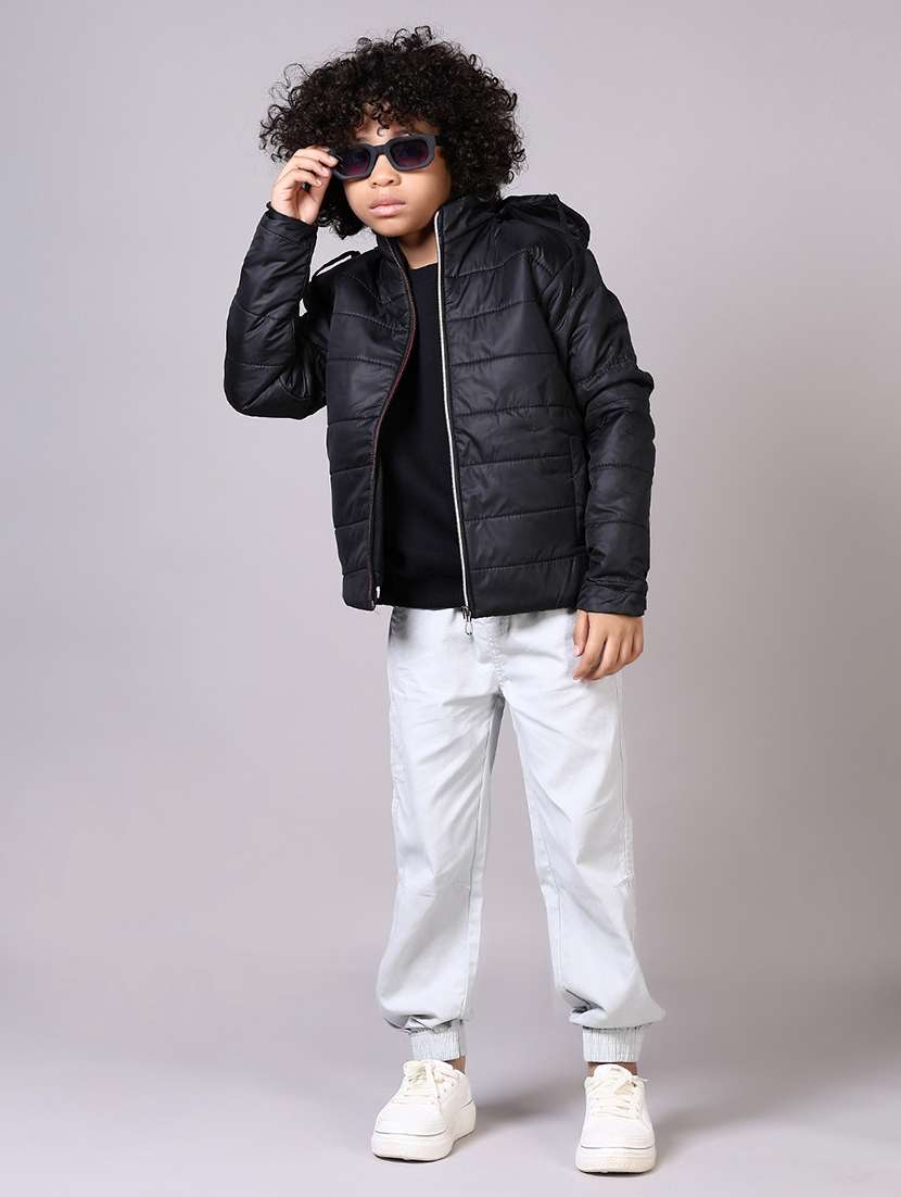 boys solid long sleeve hooded bomber jacket - 21583046 -  Standard Image - 4