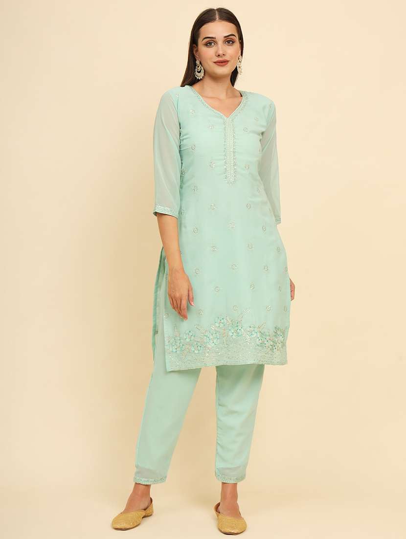 women sequin embroidered kurta pant set with dupatta - 21583252 - Standard Image - 4