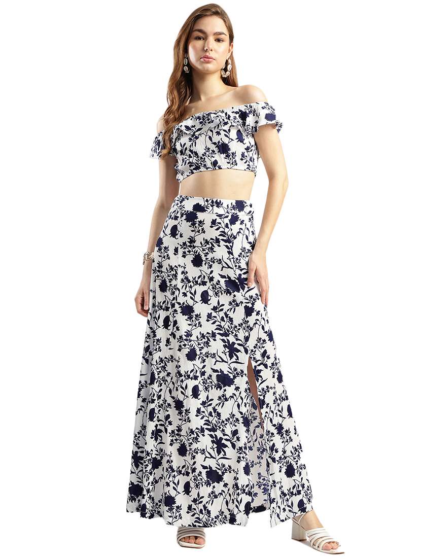 women floral print top and skirt co-ord set