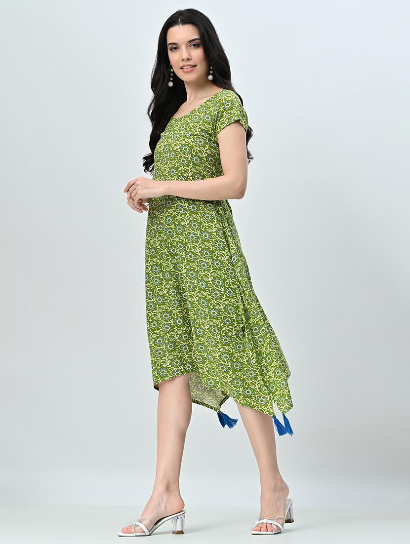 women floral short sleeve a-line ethnic dress - 21583623 - Standard Image - 1