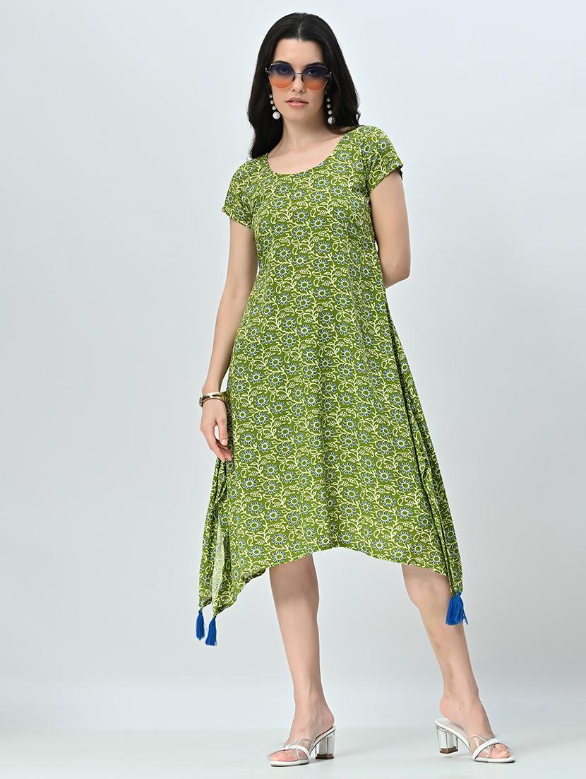 women floral short sleeve a-line ethnic dress - 21583623 - Standard Image - 4