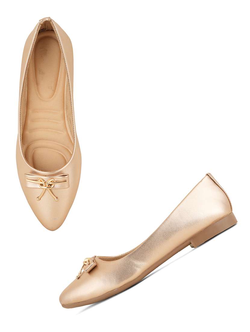 women gold slip on ballerina - 21583850 - Standard Image - 1