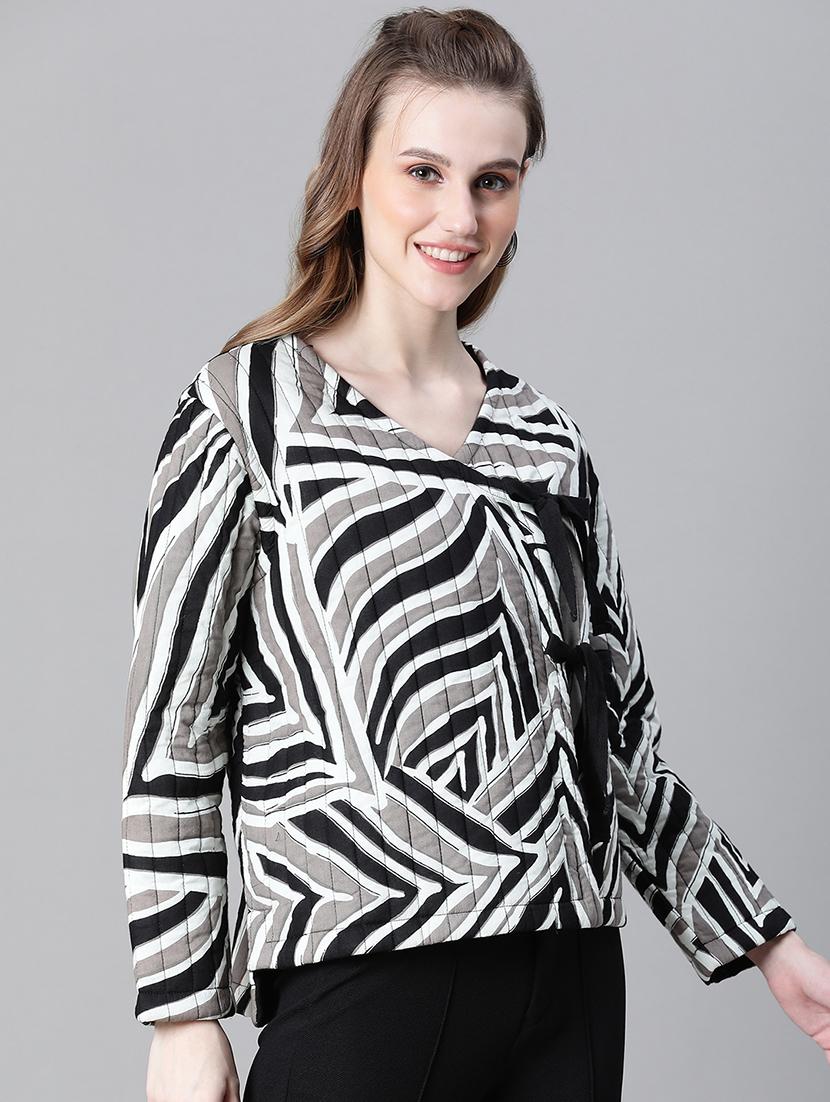 women printed long sleeves jacket - 21584252 - Standard Image - 1