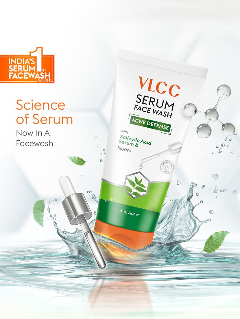 vlcc acne defense serum face wash with salicylic acid serum & neem - 150ml + 150ml (buy one get one) - 21584256 - Standard Image - 1