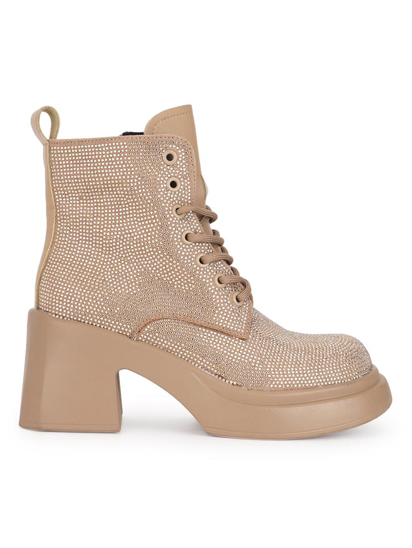 women khaki sequined ankle boot - 21584845 -  Standard Image - 1