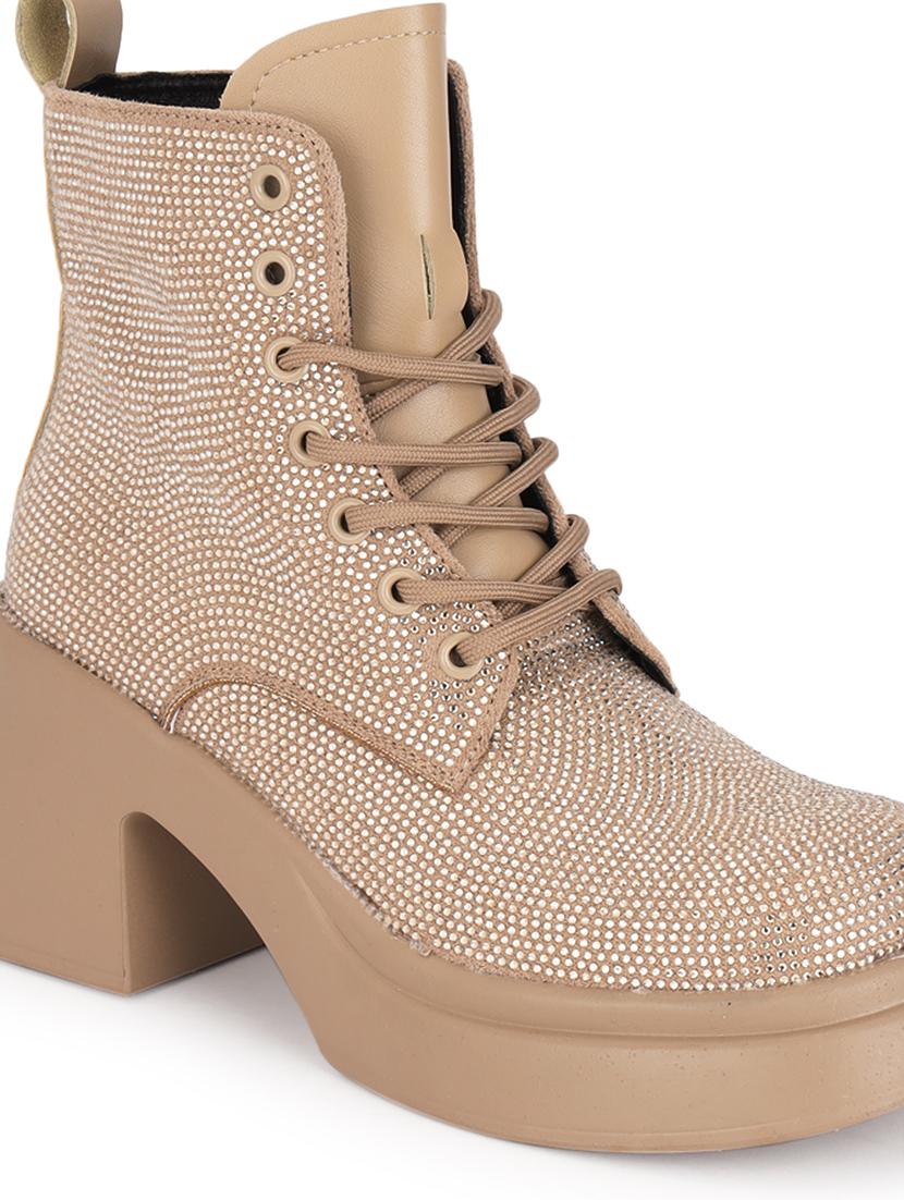 women khaki sequined ankle boot - 21584845 - Standard Image - 4