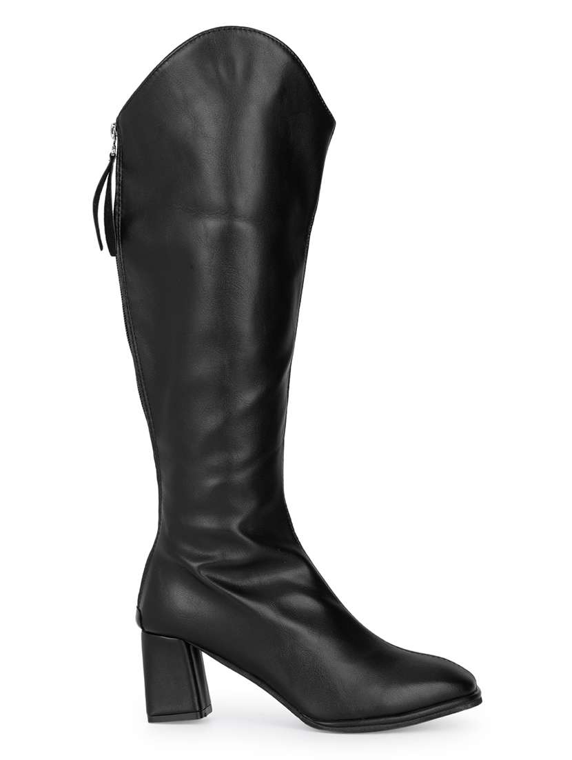women black solid knee length boot - 21584853 -  Standard Image - 1