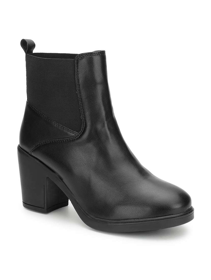 women black solid ankle boot