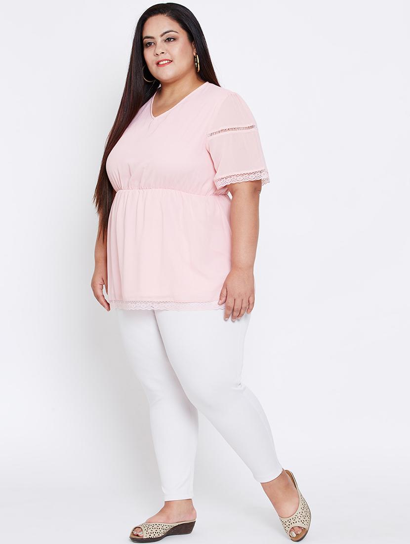 women solid v-neck plus size top - 21584890 - Standard Image - 4