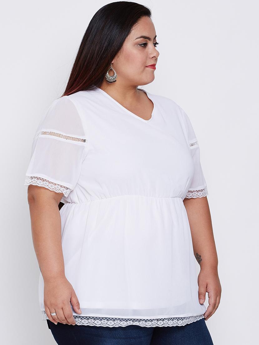 women solid v-neck plus size top - 21584891 -  Standard Image - 1