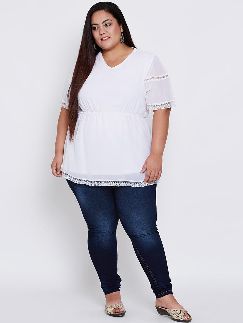 women solid v-neck plus size top - 21584891 - Standard Image - 4