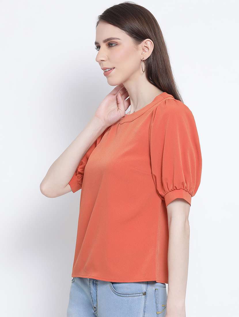 women solid round neck top - 21584900 -  Standard Image - 1