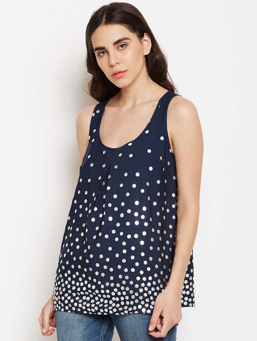 women polka dots printed sleeveless top - 21584909 -  Standard Image - 1
