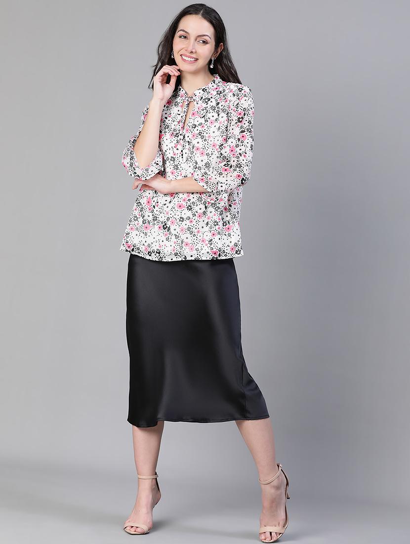women printed tie up neck regular top - 21584923 - Standard Image - 4