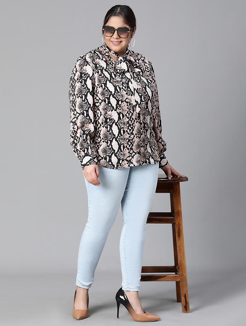 women animal printed plus size shirt style top - 21584925 - Standard Image - 4