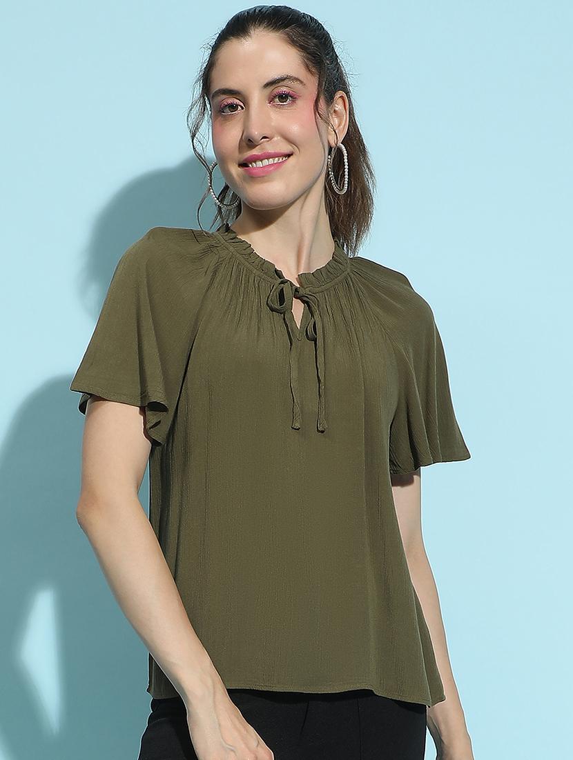 women solid short sleeves top - 21584952 -  Zoom Image - 0