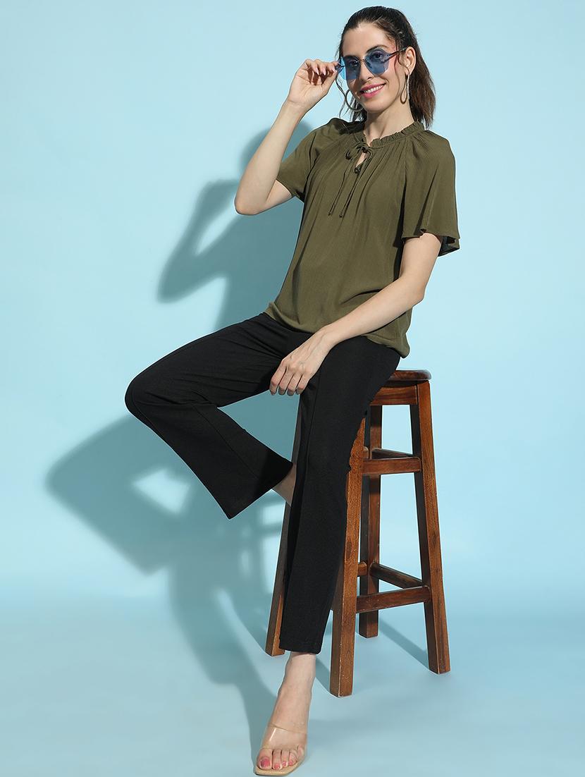 women solid short sleeves top - 21584952 - Standard Image - 4