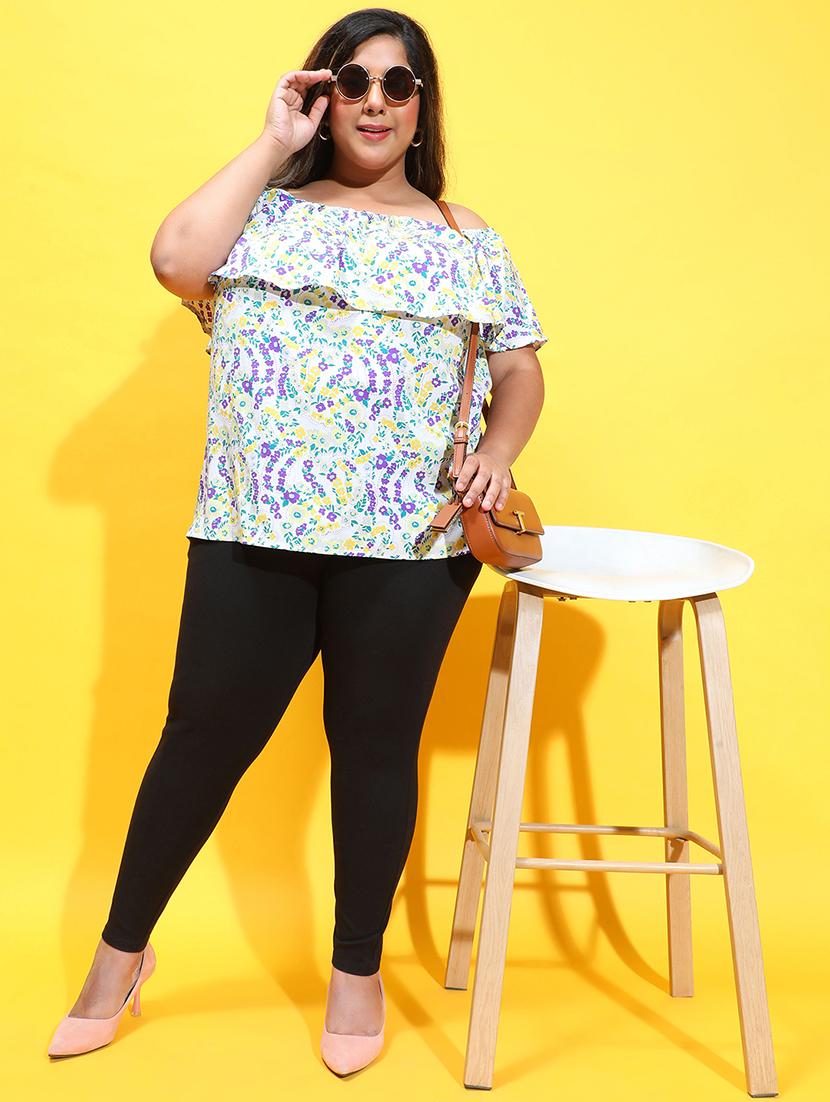 women floral printed off shoulder plus size top - 21584954 - Standard Image - 4