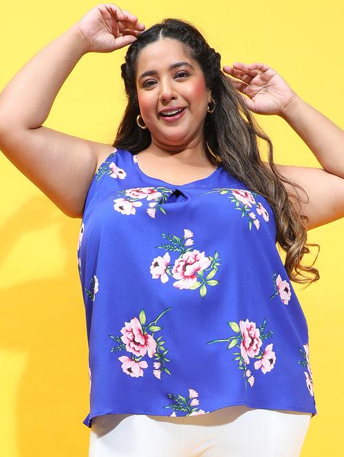 women floral printed sleeveless plus size top - 21584955 -  Standard Image - 0