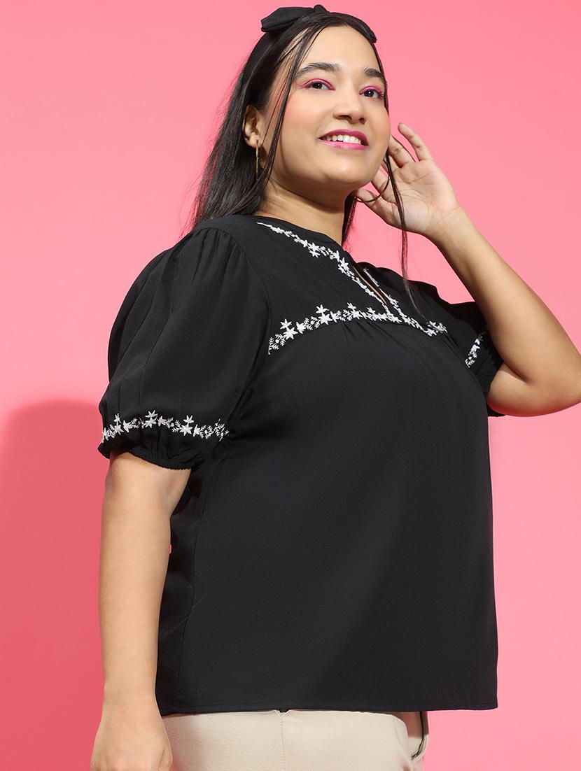 women embroidered short sleeves plus size top - 21584959 -  Standard Image - 1