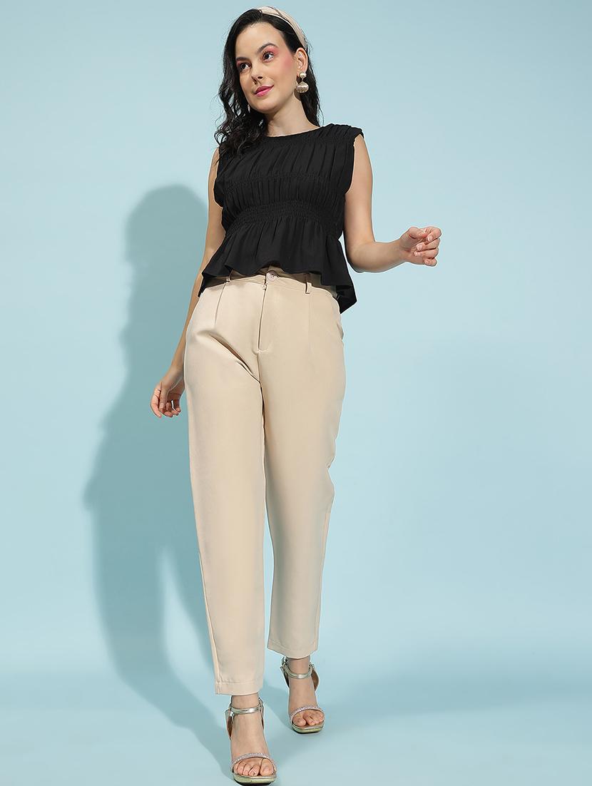 women solid detailed sleeveless peplum top - 21584973 - Standard Image - 4