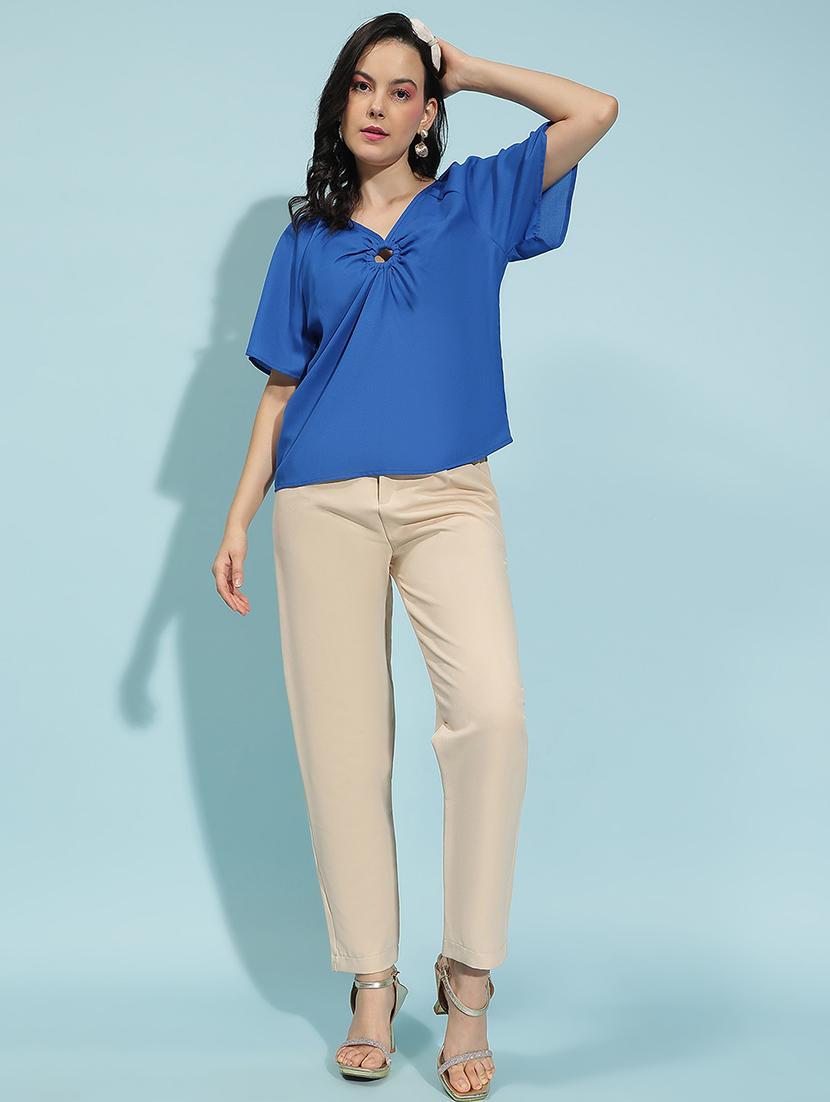 women solid short sleeves top - 21584976 - Standard Image - 4