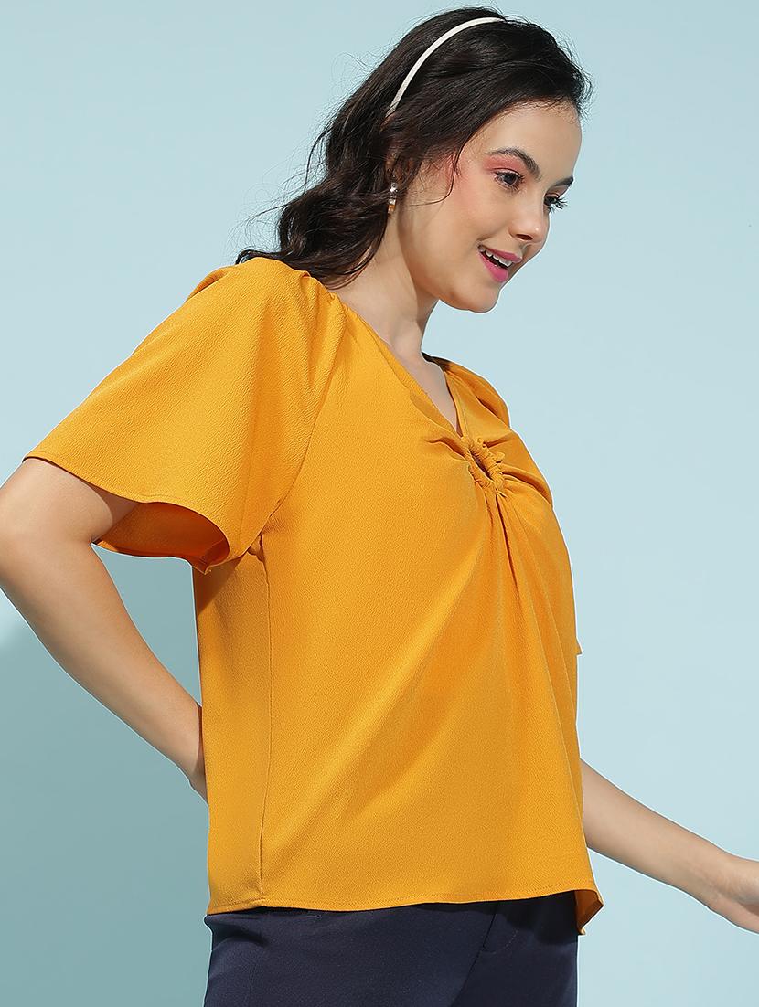 women solid short sleeves top - 21584978 - Standard Image - 1