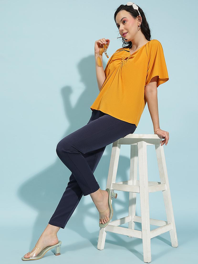 women solid short sleeves top - 21584978 - Standard Image - 4