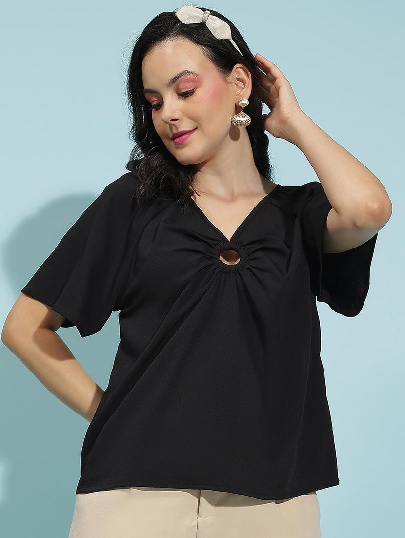 women solid short sleeves top - 21584979 - Zoom Image - 0