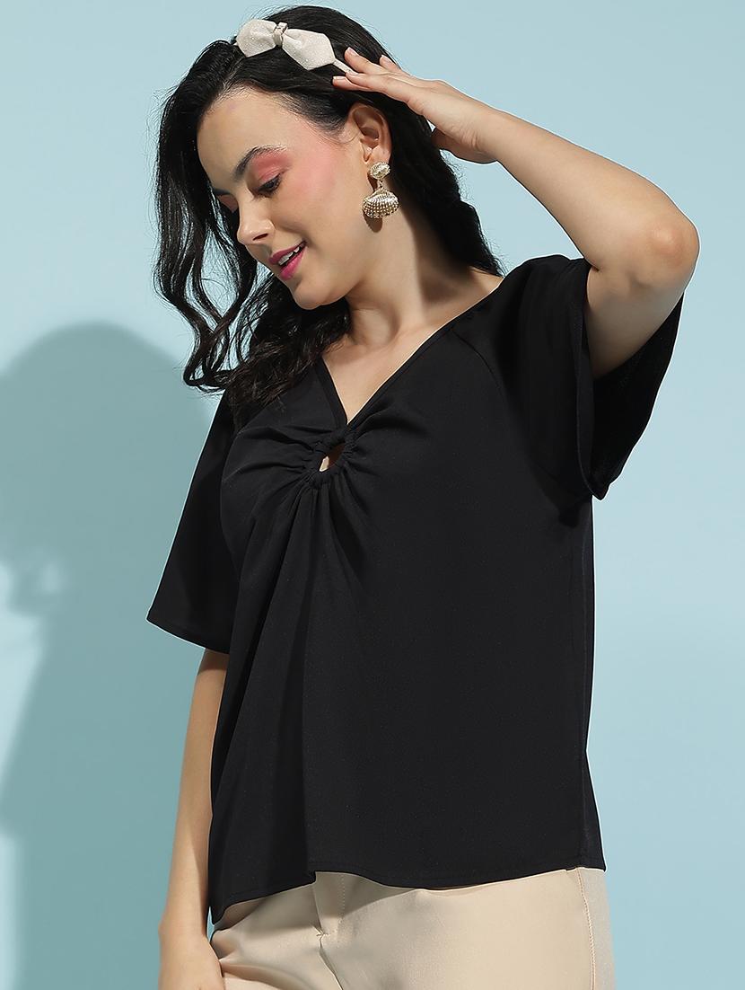 women solid short sleeves top - 21584979 -  Standard Image - 1