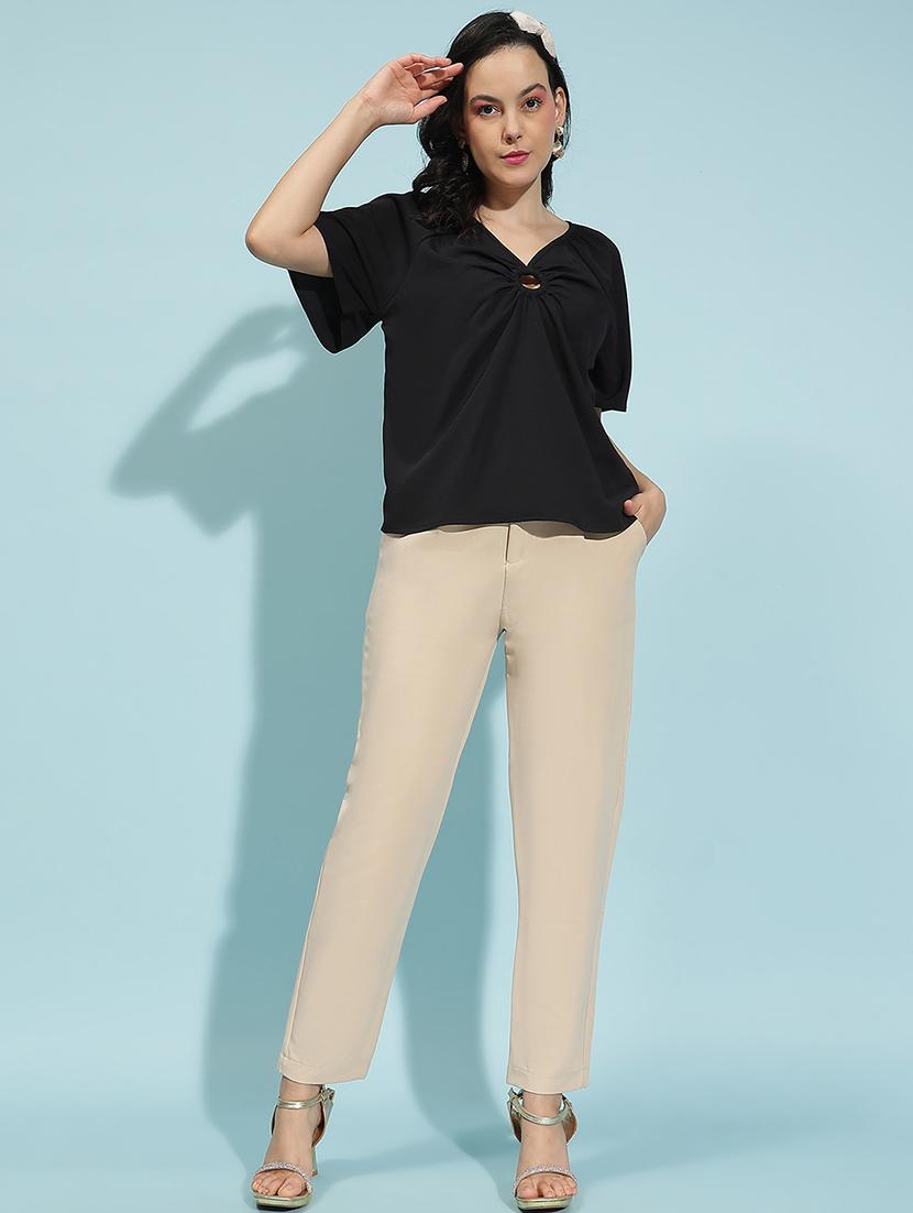 women solid short sleeves top - 21584979 - Standard Image - 4