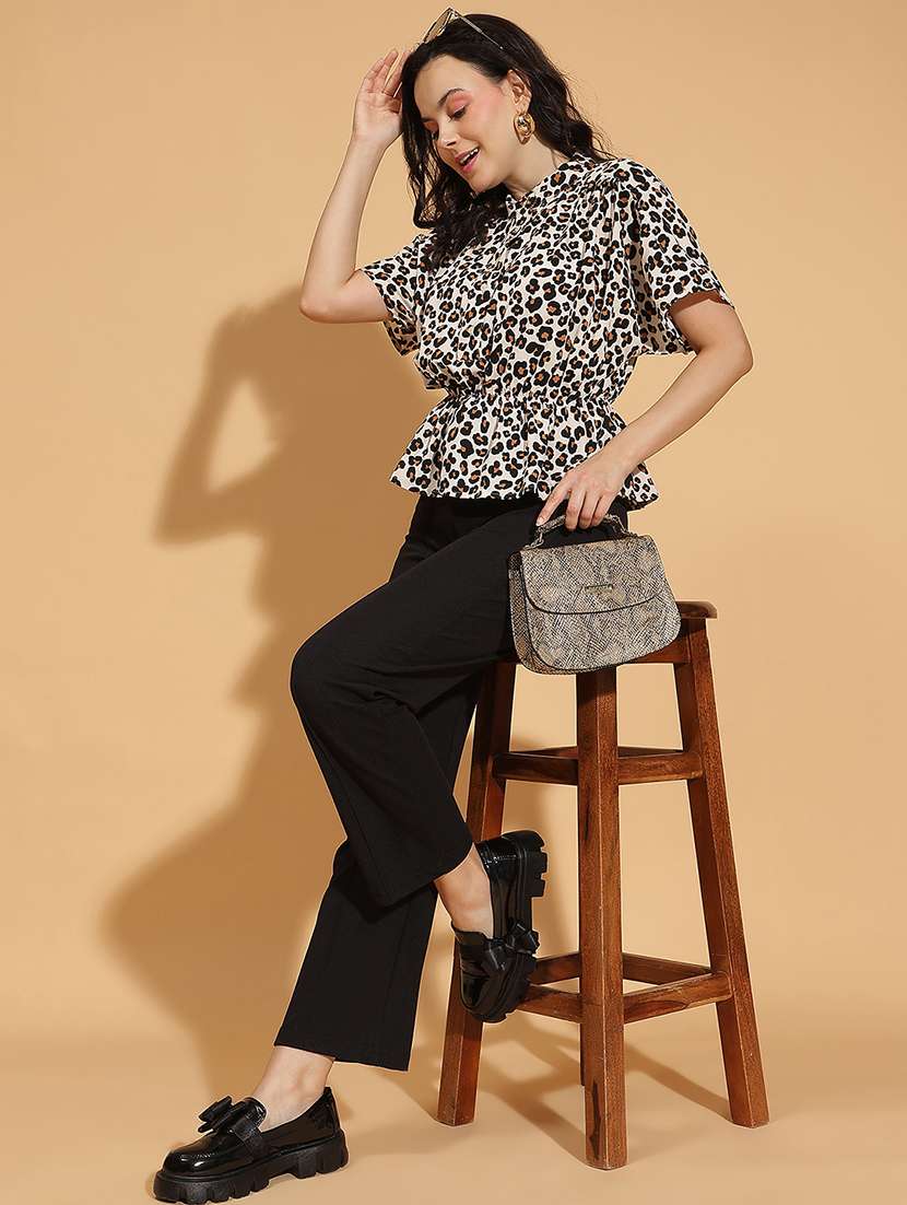 women printed kimono sleeves peplum top - 21584985 -  Standard Image - 4