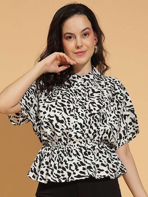 women printed kimono sleeves peplum top - 21584989 -  Standard Image - 0