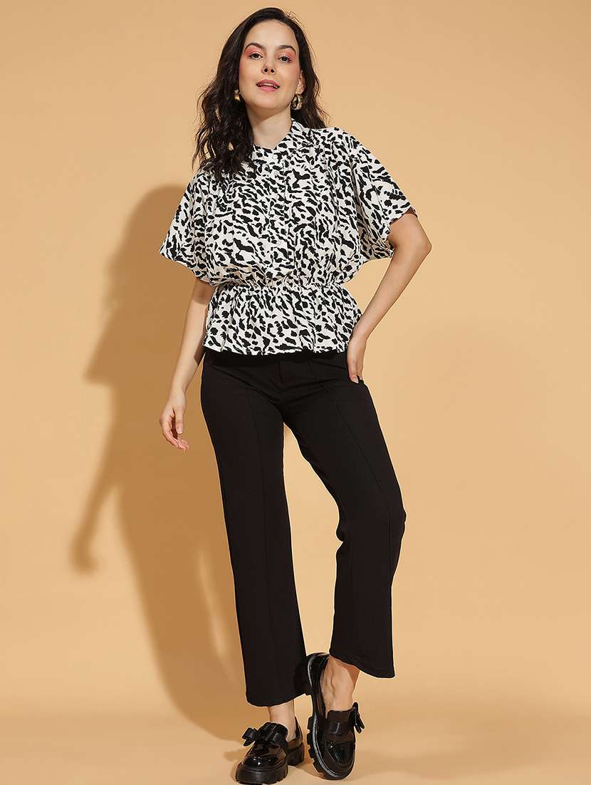 women printed kimono sleeves peplum top - 21584989 - Standard Image - 4