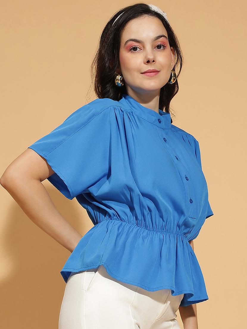 women solid kimono sleeves peplum top - 21584990 -  Standard Image - 1