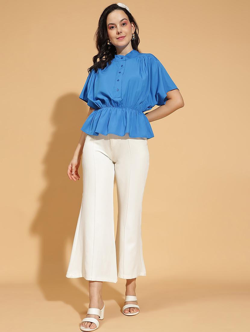 women solid kimono sleeves peplum top - 21584990 - Standard Image - 4