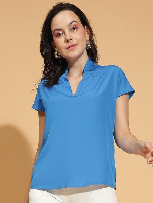 women solid short sleeves top - 21584995 -  Standard Image - 0